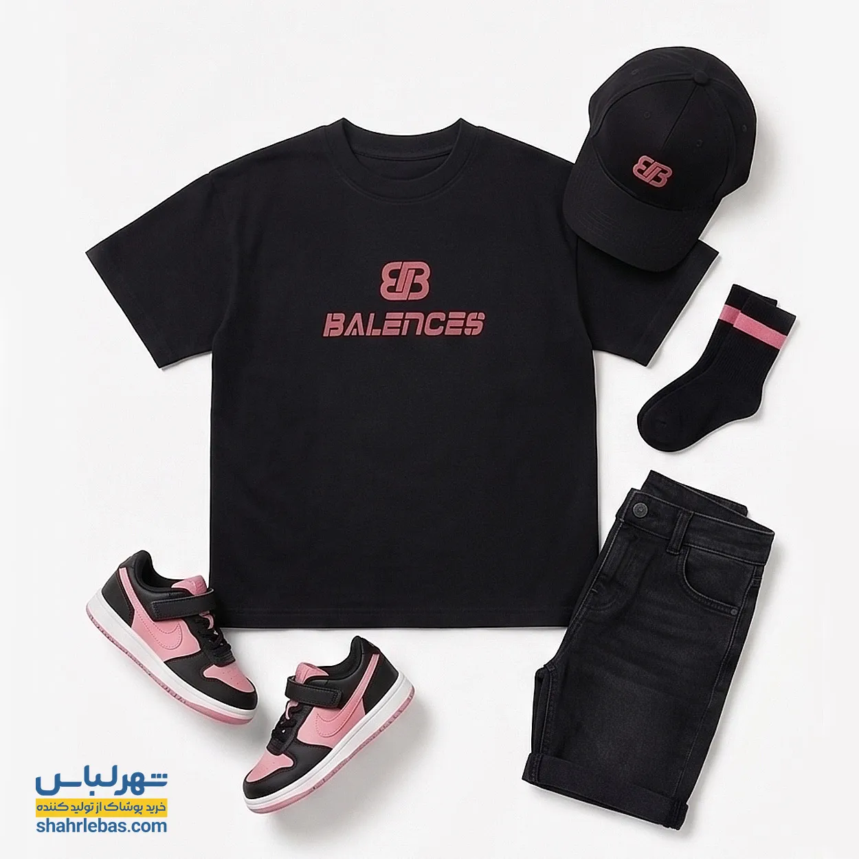 تیشرت پسرانه طرح BALENCES کد 008 (سفید و مشکی) 3