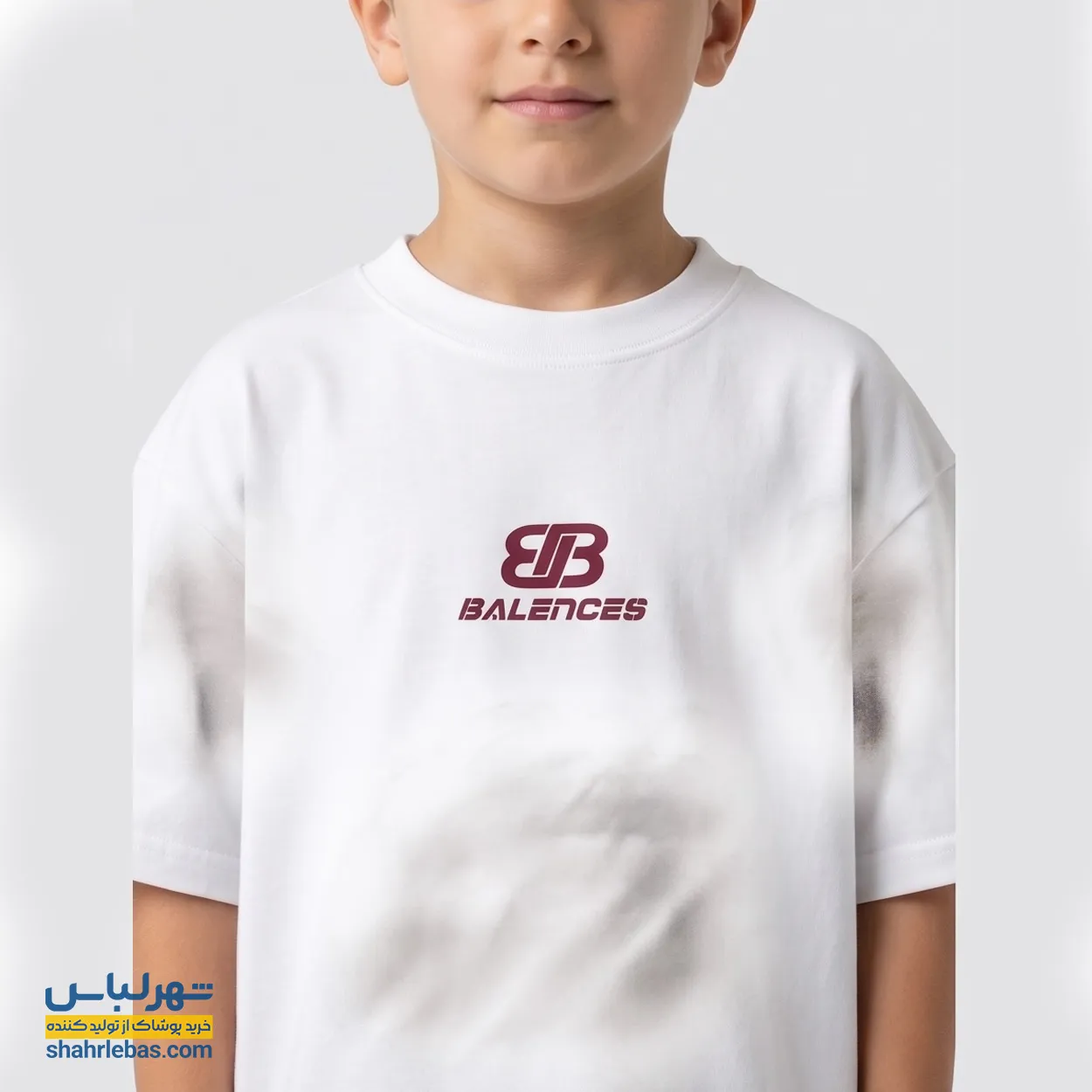 تیشرت پسرانه طرح BALENCES کد 008 (سفید و مشکی) 4