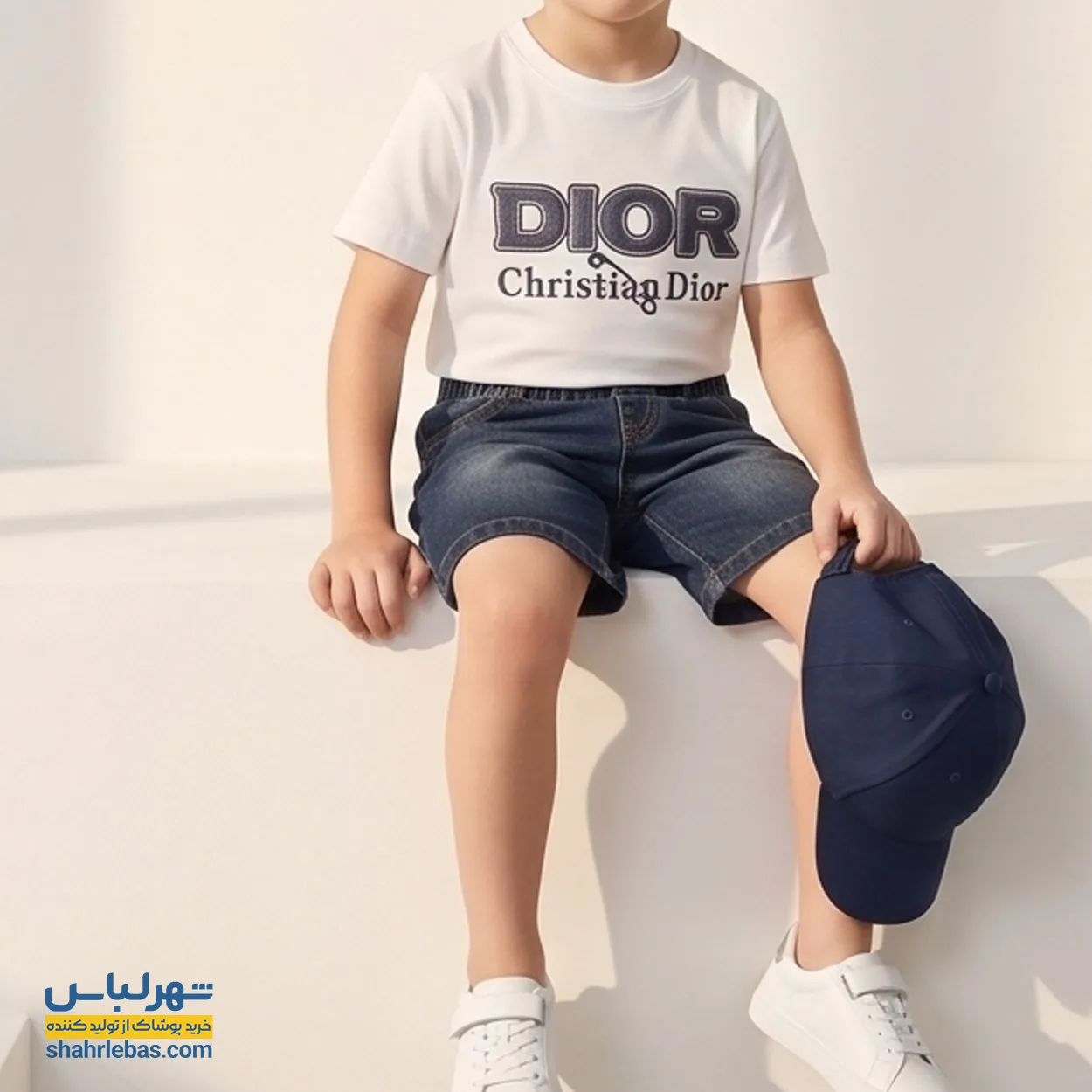 ست شلوارک و تیشرت دیور Dior کد 013 (سفید و مشکی)