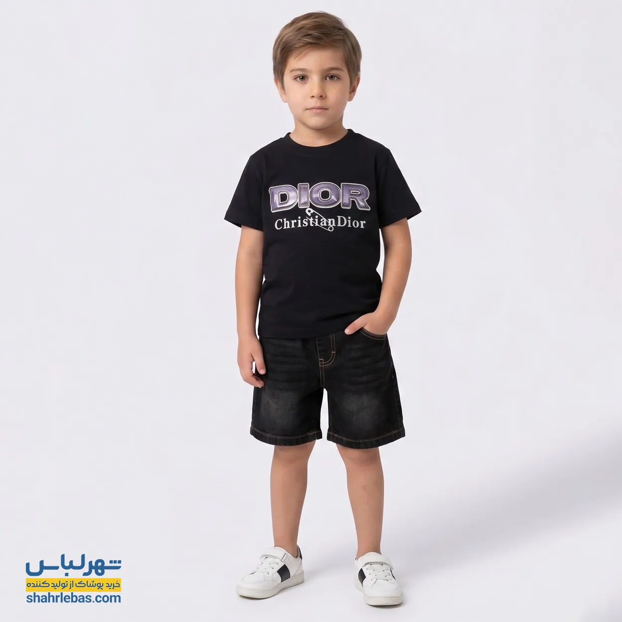 ست شلوارک و تیشرت دیور Dior کد 013 (سفید و مشکی) 2