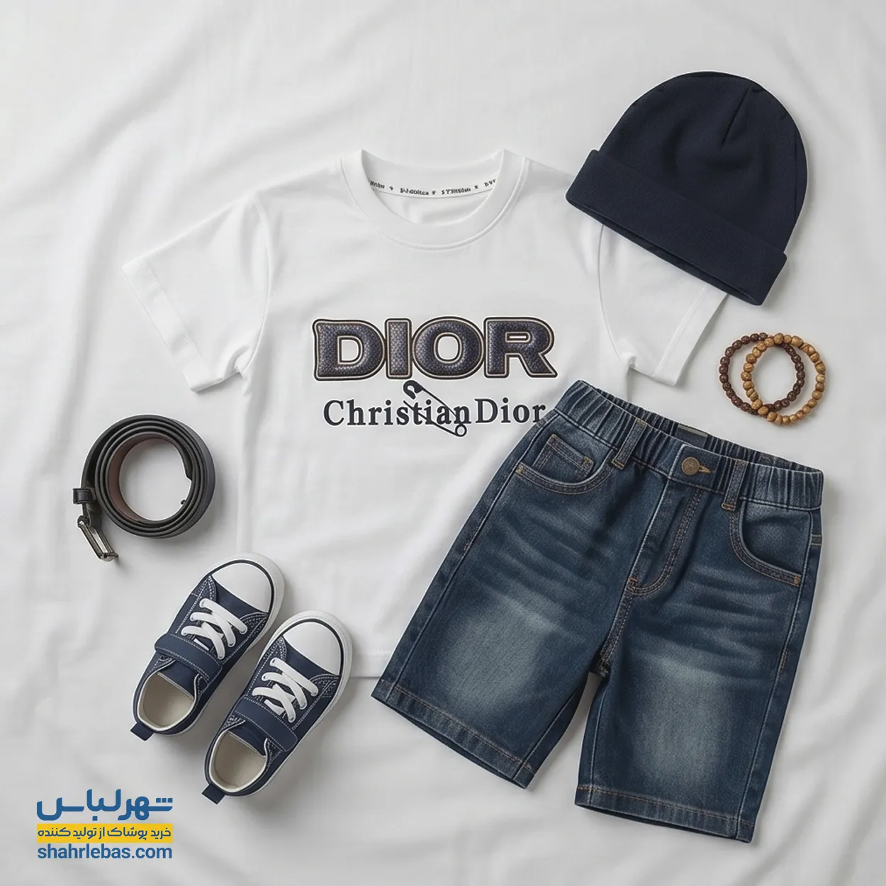ست شلوارک و تیشرت دیور Dior کد 013 (سفید و مشکی) 3